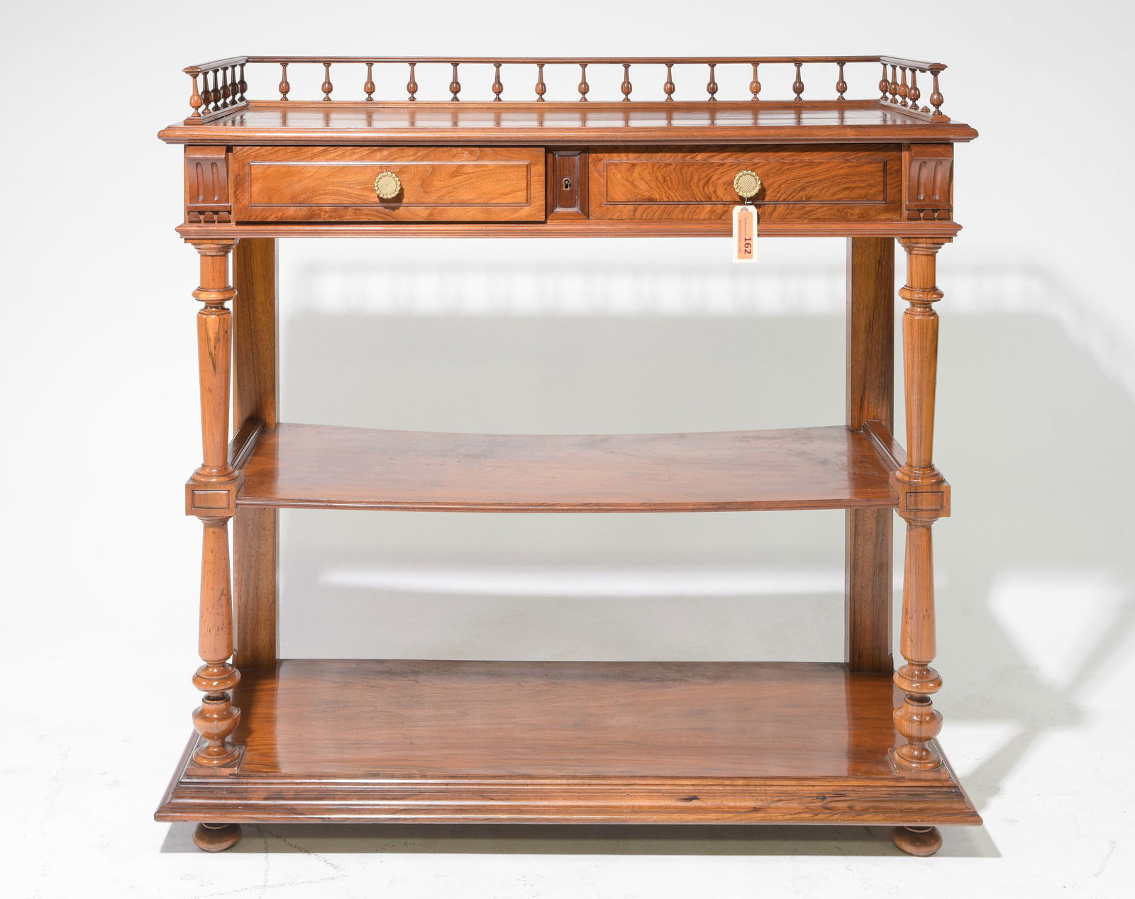 Henri II Style Walnut Server with Drawers: French Henri II Style Walnut Server with Drawers - 45 in tall x 45.5 x 18