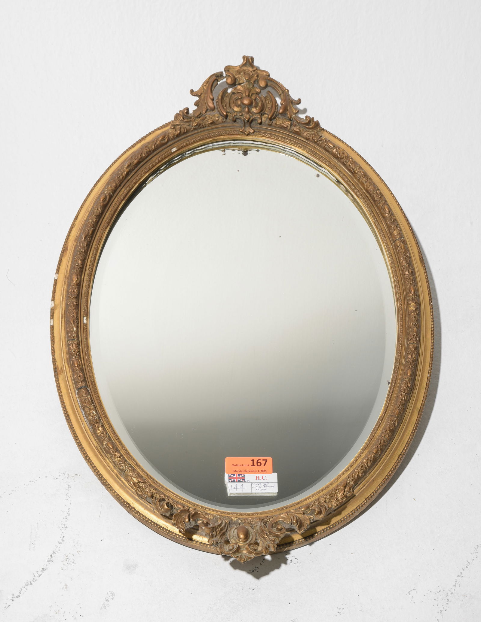 Gold Gilt Framed Oval Beveled Mirror (1 of 5)