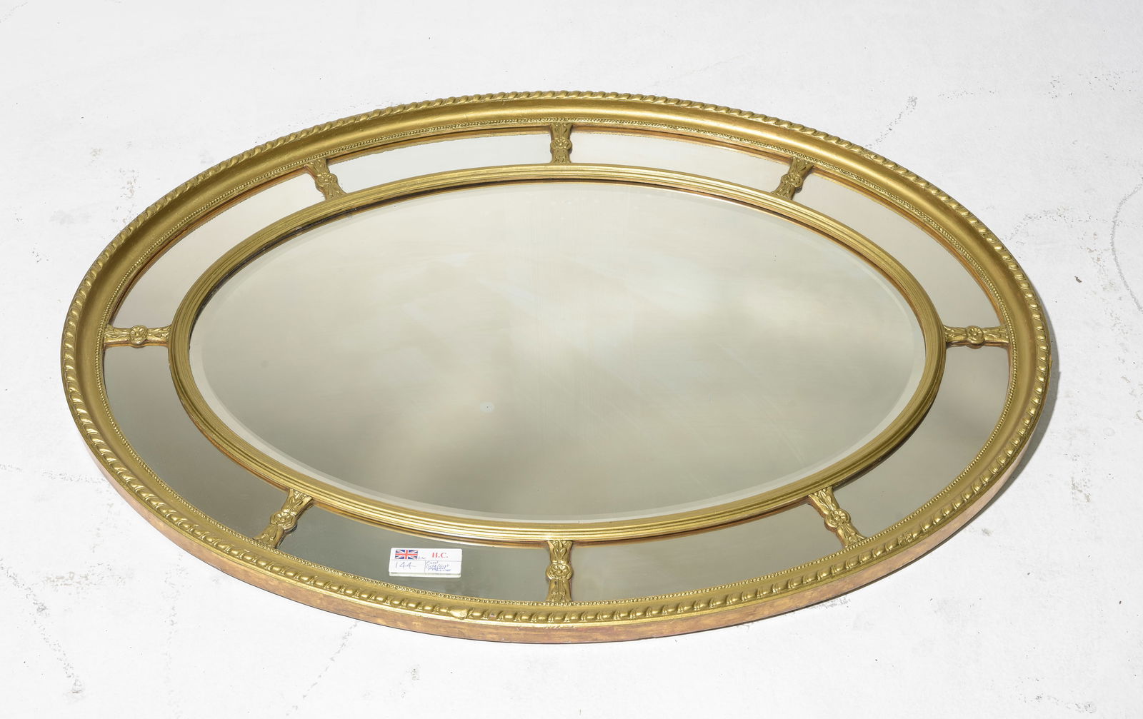 Large Gold Painted Oval Framed Mirror (1 of 4)