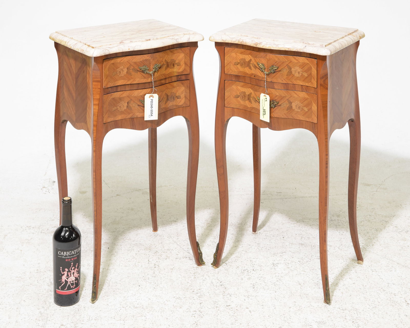 Louis XV Style Pair of Marble Top Chests (1 of 4)