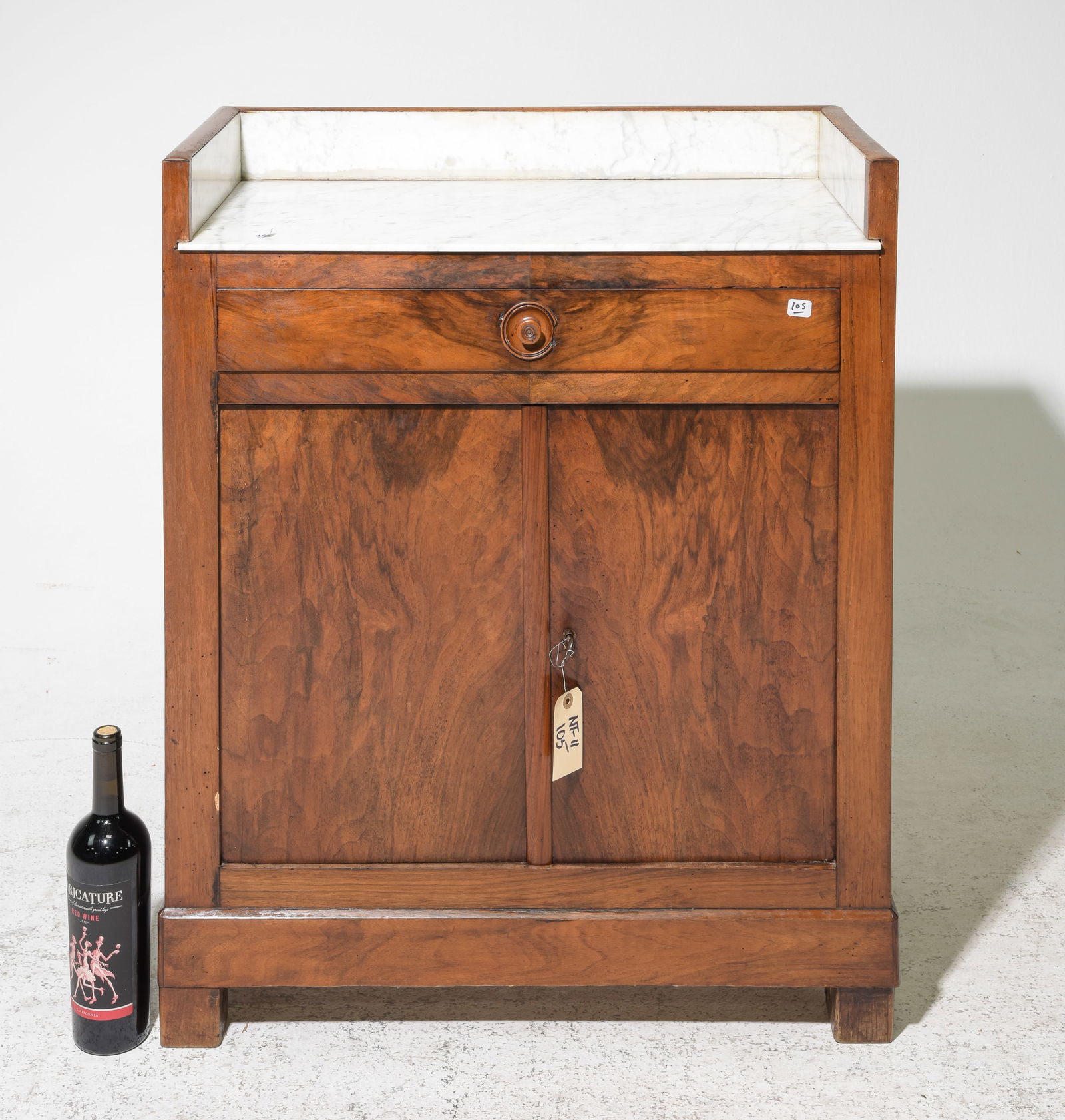 French Walnut White Marble Top Washstand (1 of 7)