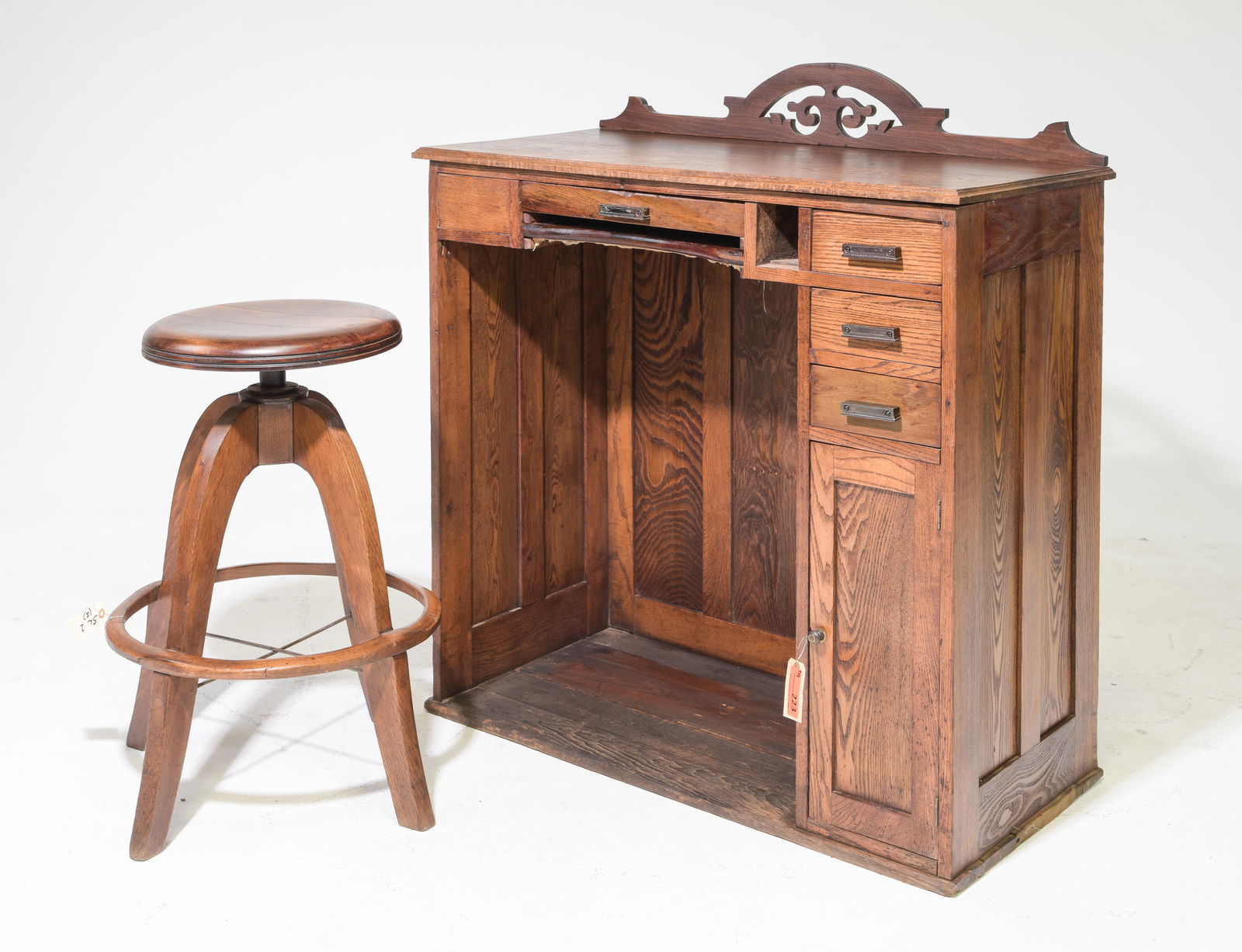 American Oak Clerking Desk with Stool (1 of 4)