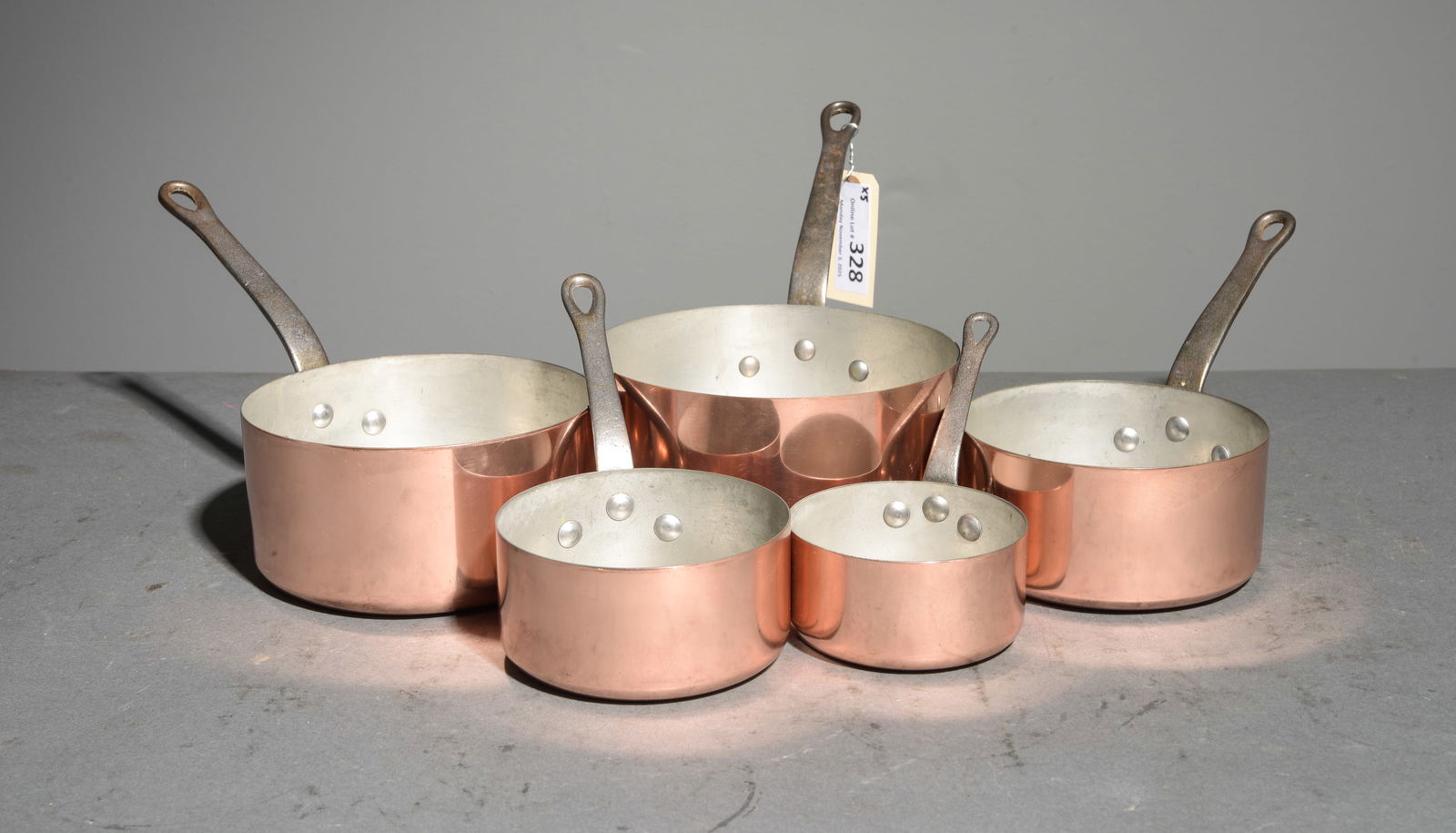 French Polished Copper Set of 5 Sauce Pans #4 (1 of 4)