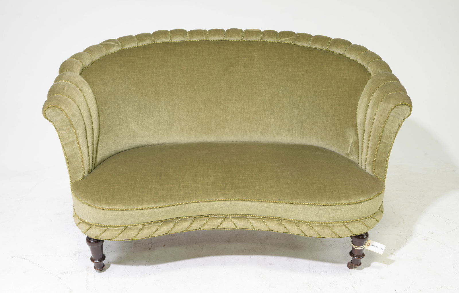Danish Green Upholstered Curved Back Sofa (1 of 4)