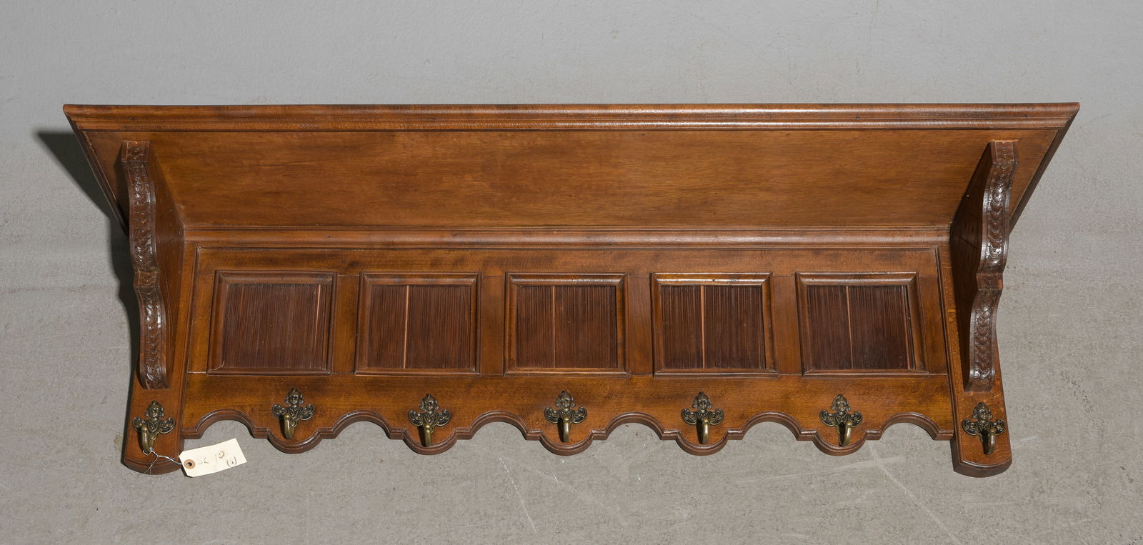 French Oak Wall Shelf / Rack with Hooks (1 of 3)