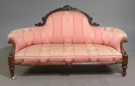 British Victorian Style Walnut Sofa / Settee