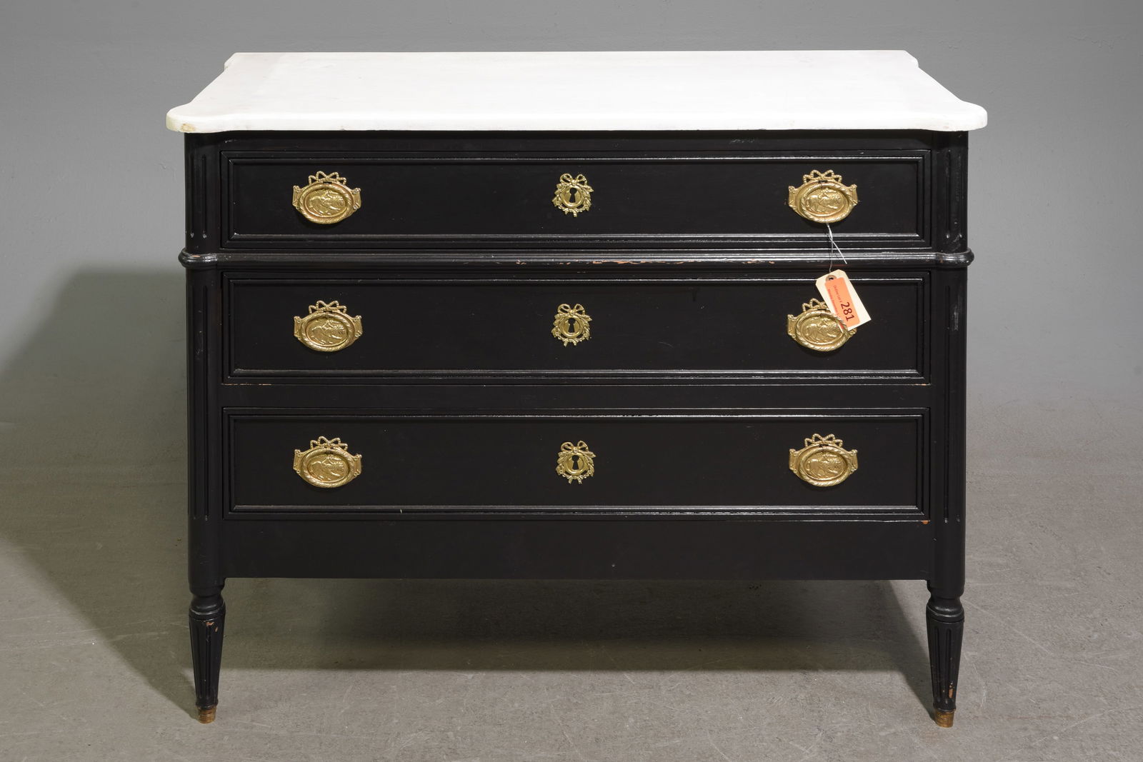 Louis XVI Style Painted Three Drawer Chest (1 of 7)