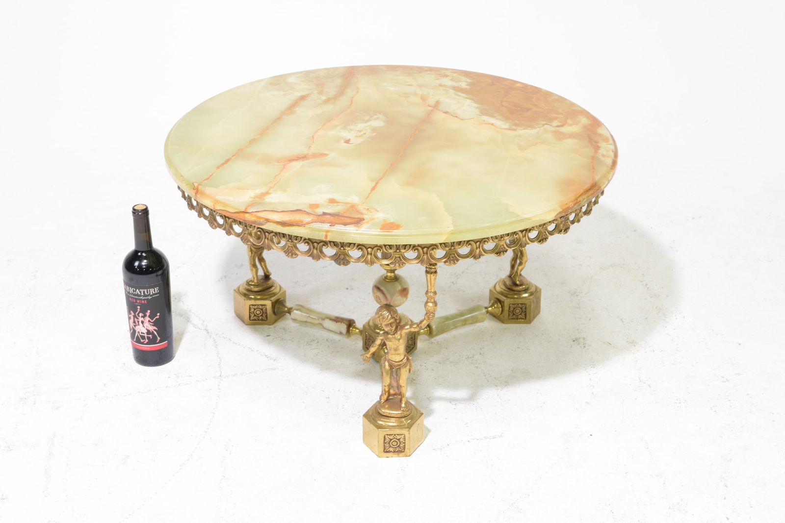 Onyx & Brass Figural Base Coffee Table (1 of 3)