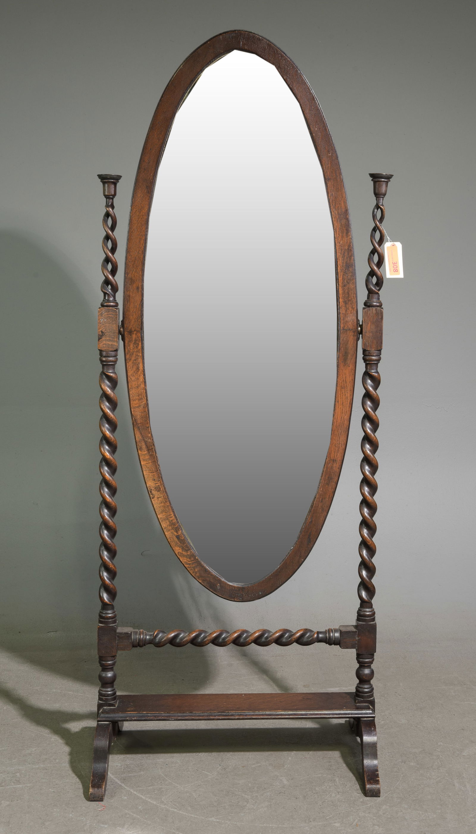 Jacobean Oak Barley Twist Cheval / Dressing Mirror (1 of 5)