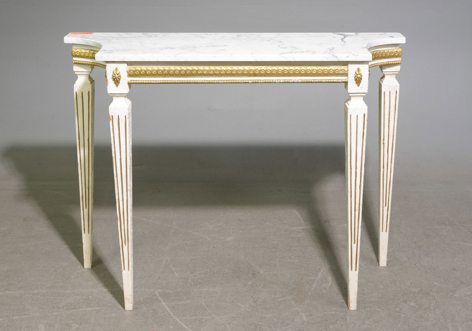 White Marble Top Painted Base Hall Table / Console (1 of 5)