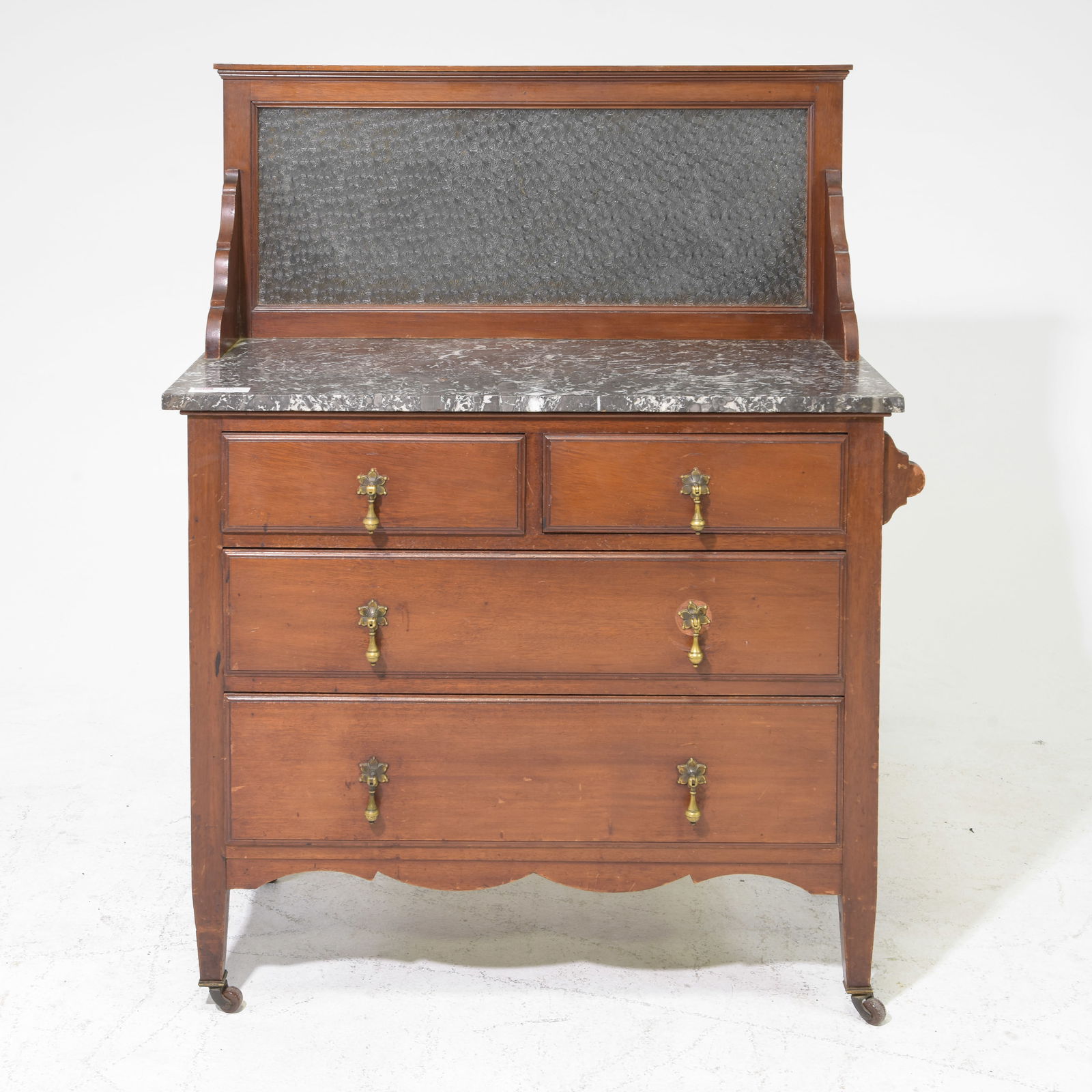 British Oak Marble Top Washstand with Backsplash (1 of 6)