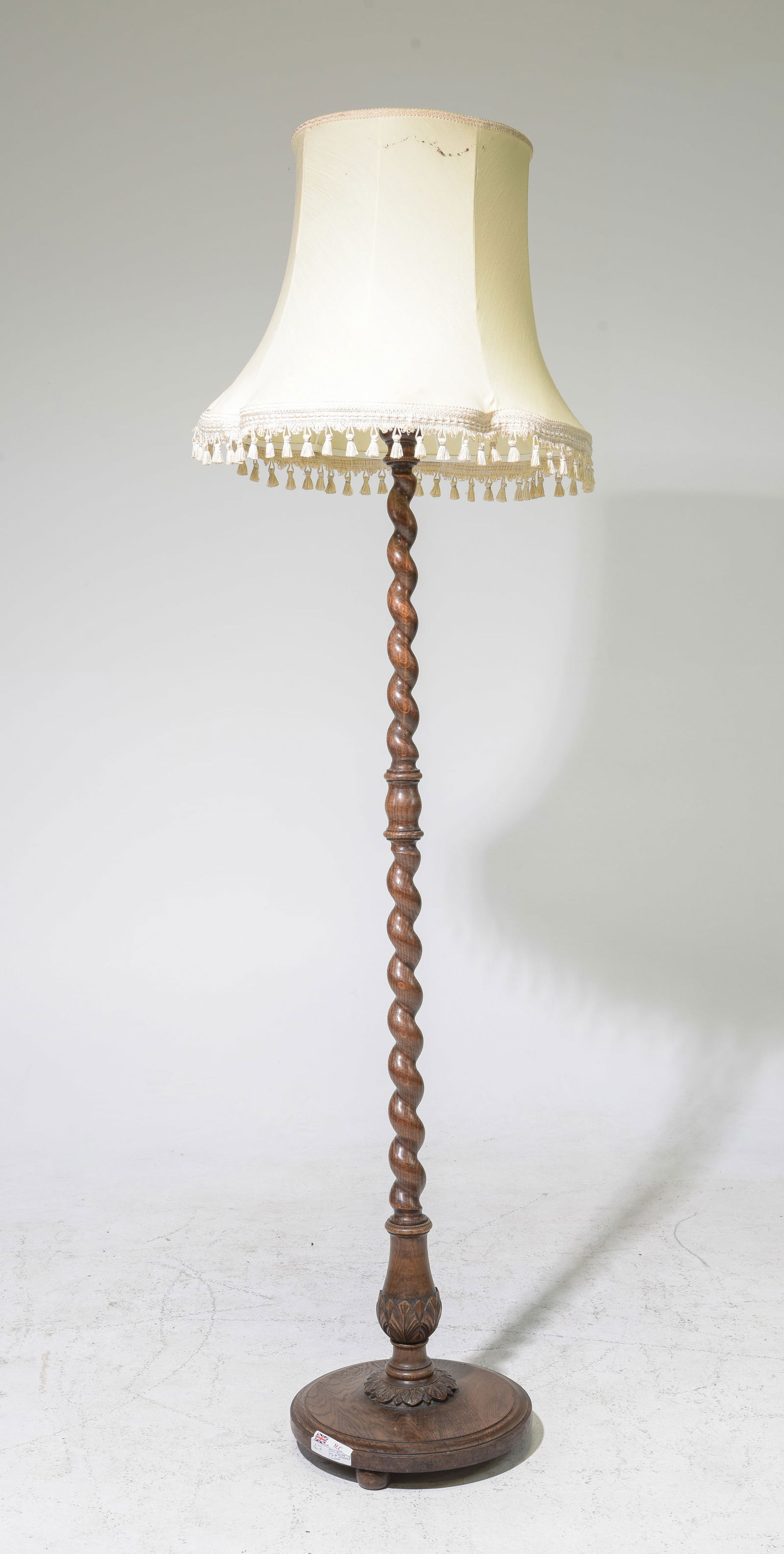 British Oak Barley Twist Floor Lamp c.1930's (1 of 5)