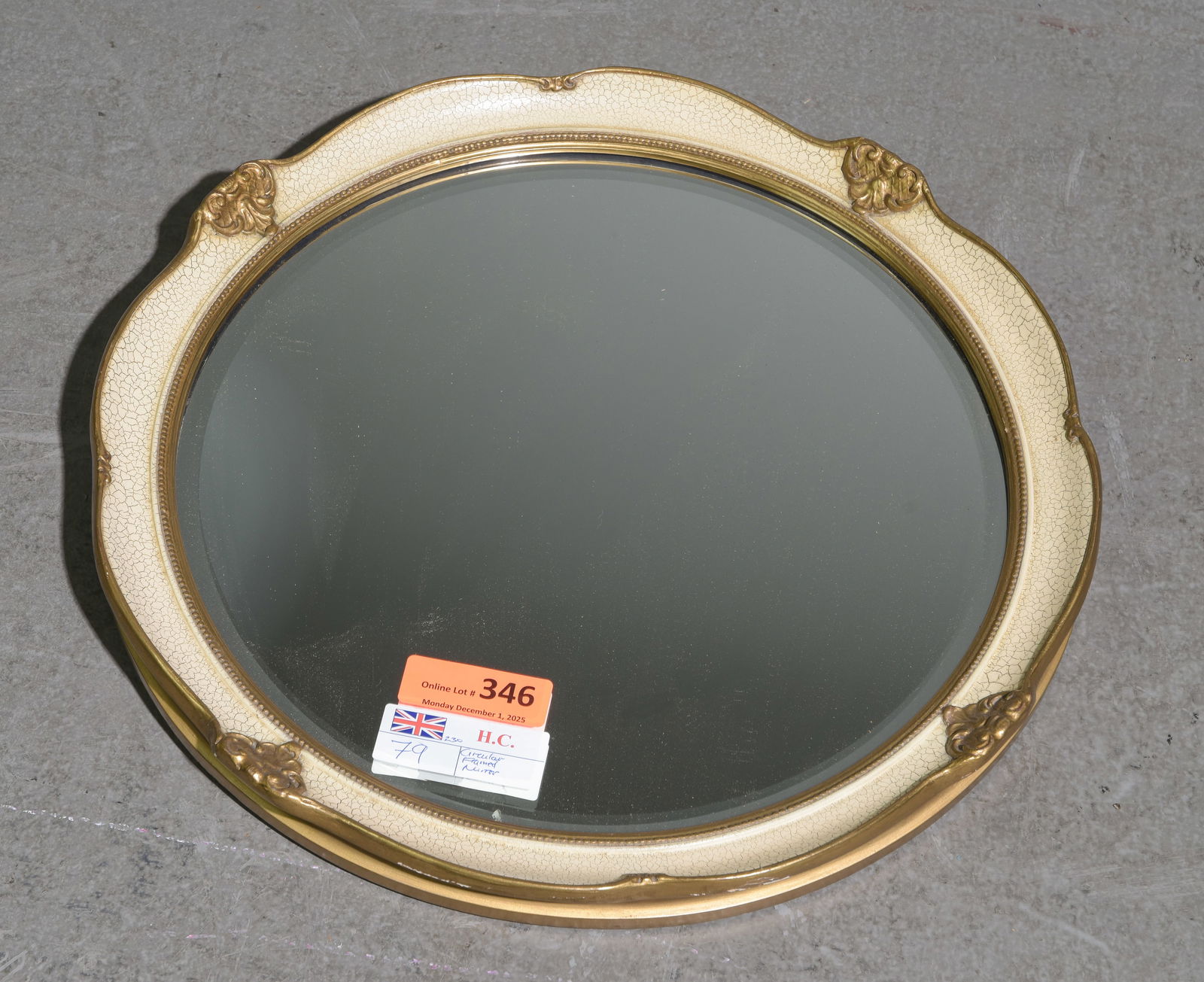 Painted Framed Round Beveled Mirror (1 of 3)