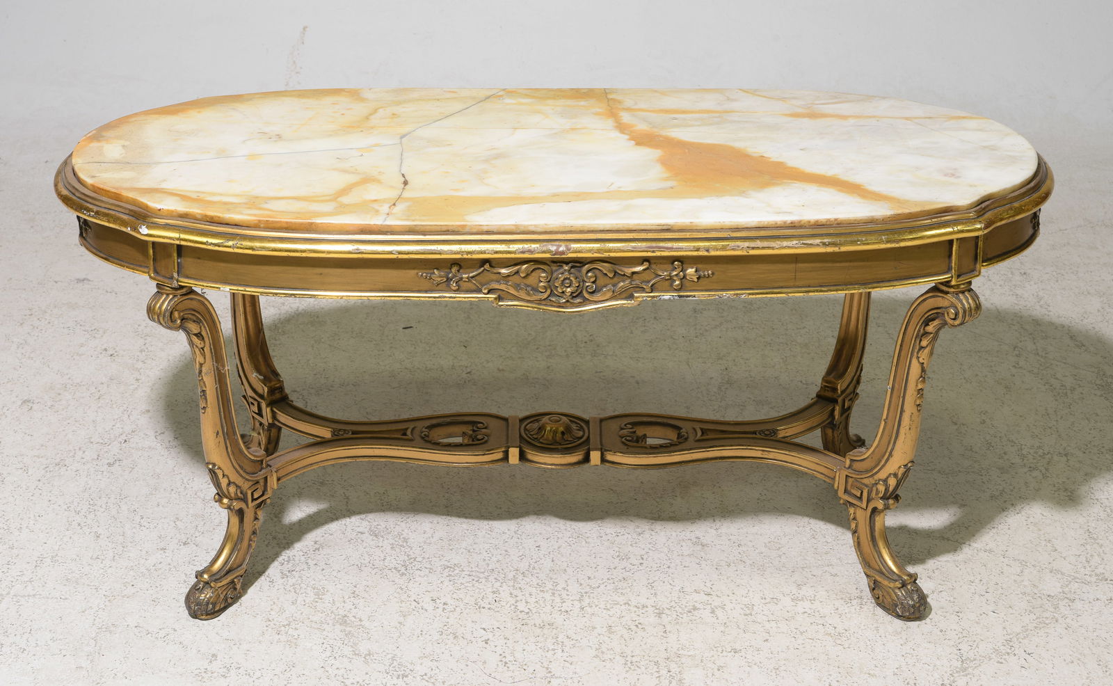 French Style Marble Top Oval Coffee Table (1 of 4)