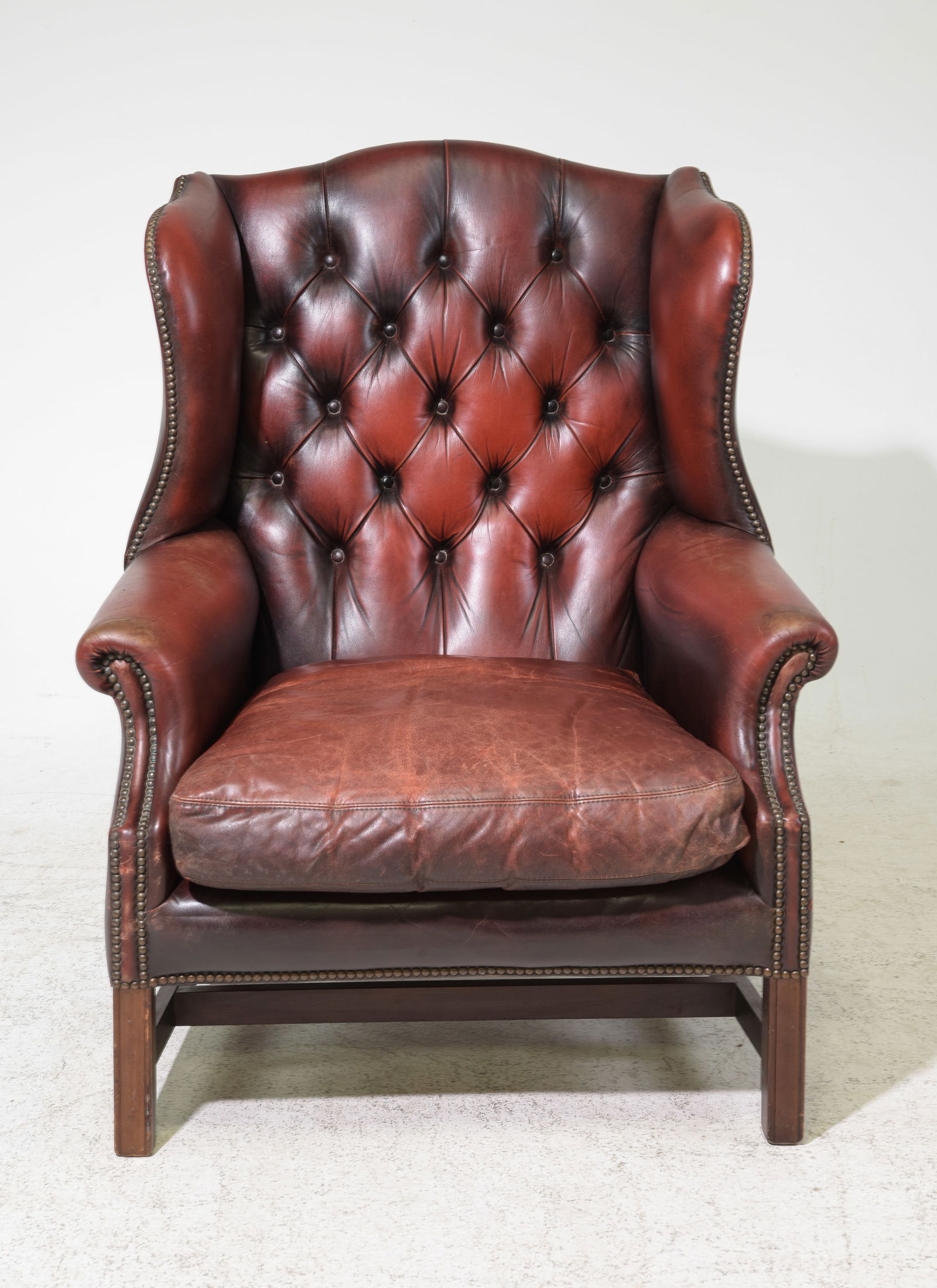British Red Leather Chesterfield Arm Chair (1 of 8)