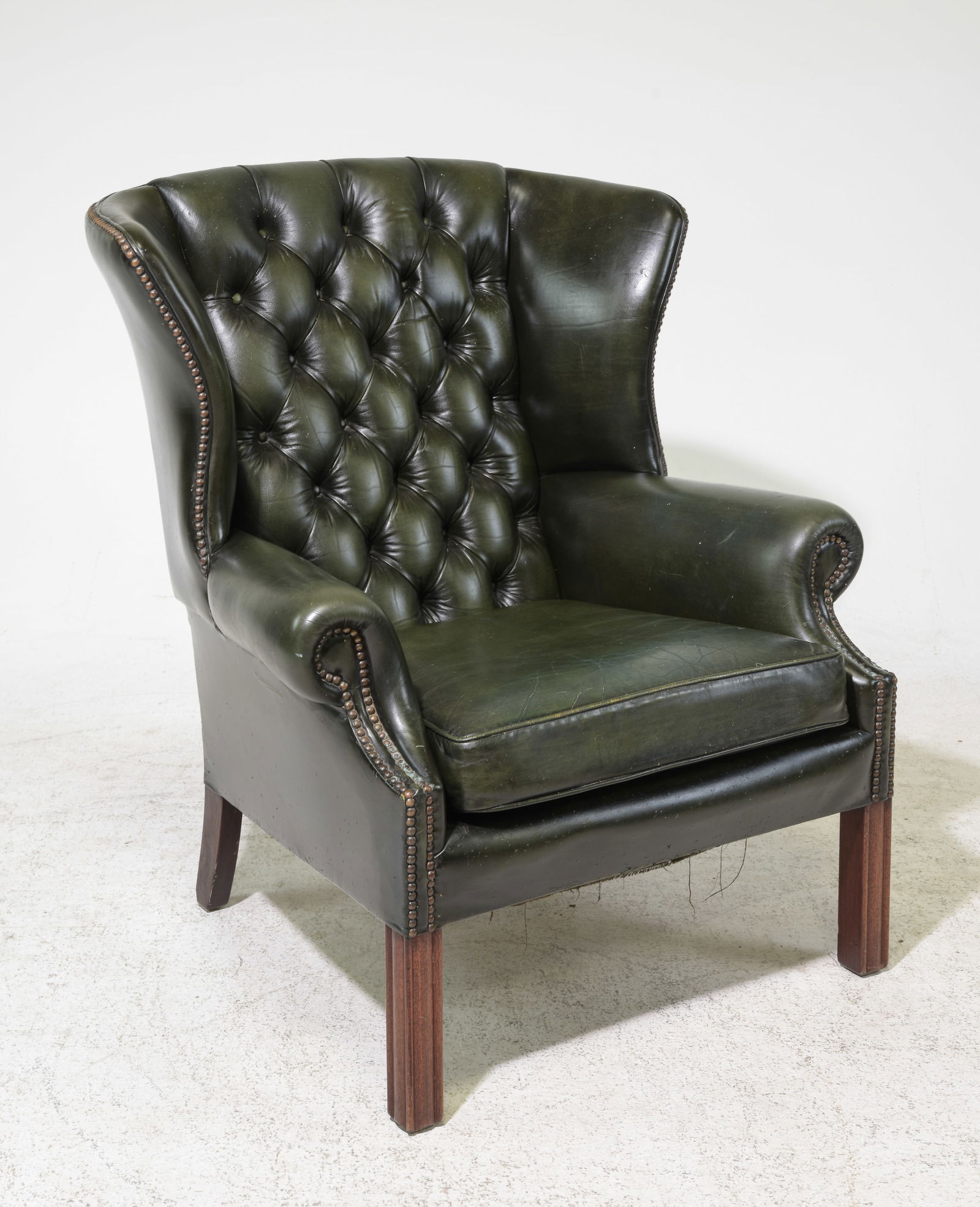 British Green Leather Chesterfield Arm Chair (1 of 5)