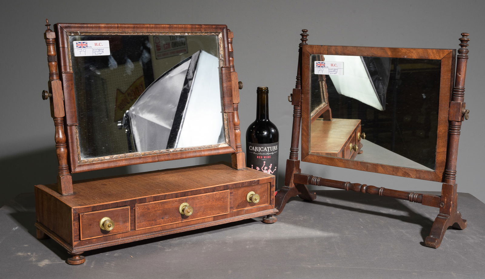 2 British Mahogany Shaving Mirrors (1 of 6)