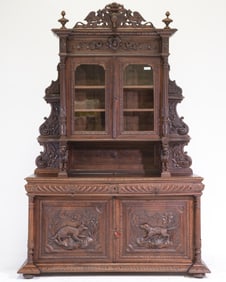 Louis XIII Style Oak Hunt Double Buffet