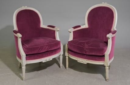 2 Louis XV Style Painted Arm Chairs