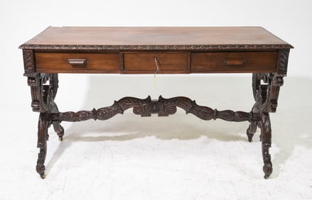 Spanish Renaissance Style Carved Writing Table
