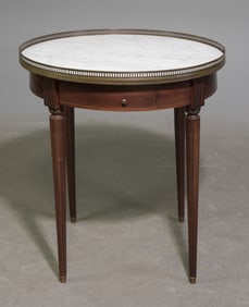Louis XVI Style White Marble Top Boulotte Table