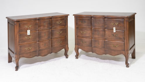 Louis XV Style Pair of Oak Three Drawer Chests