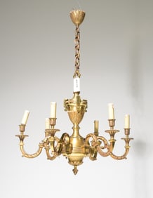 French Heavy Brass Six Arm Chandelier #2