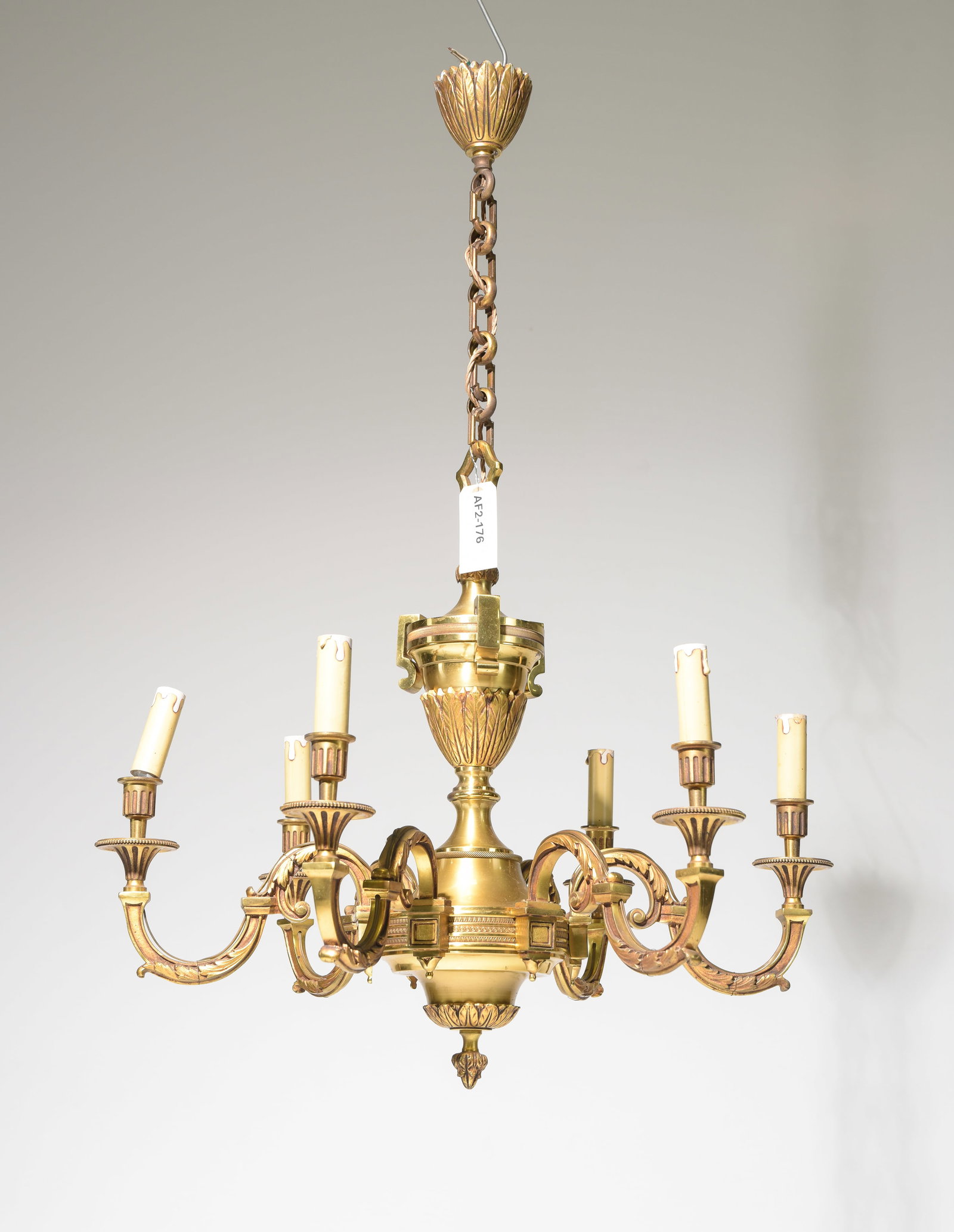 French Heavy Brass Six Arm Chandelier #2 (1 of 5)