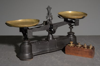 French Balance Scale with Block Set of Weights
