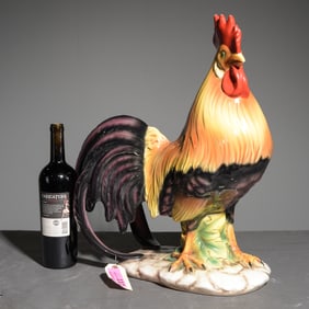 French Hand Painted Ceramic Rooster / Cockerel