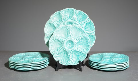 12pc French Scallop Plate Set - Platter & 11 Plates