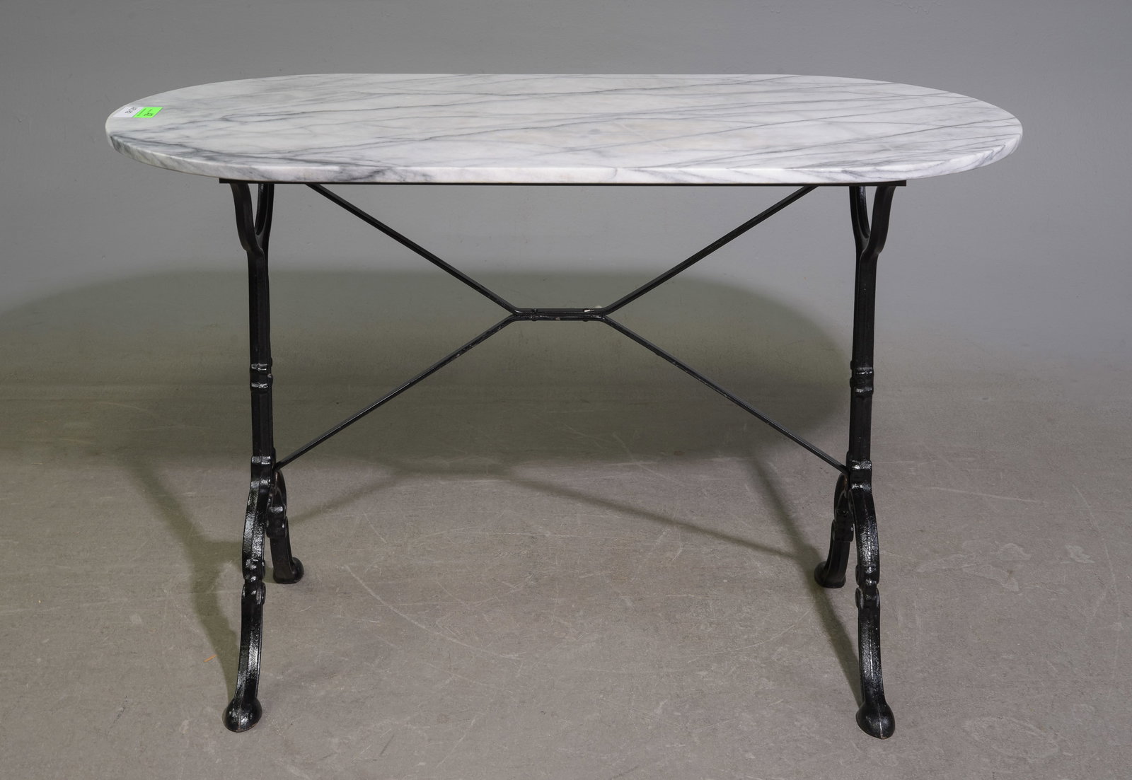 French White Marble Top  Oval Iron Bistro Table (1 of 4)
