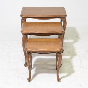 Louis XV Style Nest of 3 Oak Tables