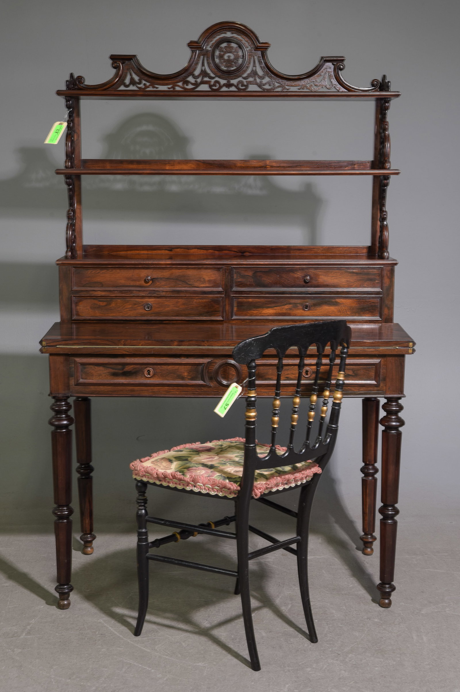 Victorian Style Mahogany Desk & Painted Chair (1 of 7)