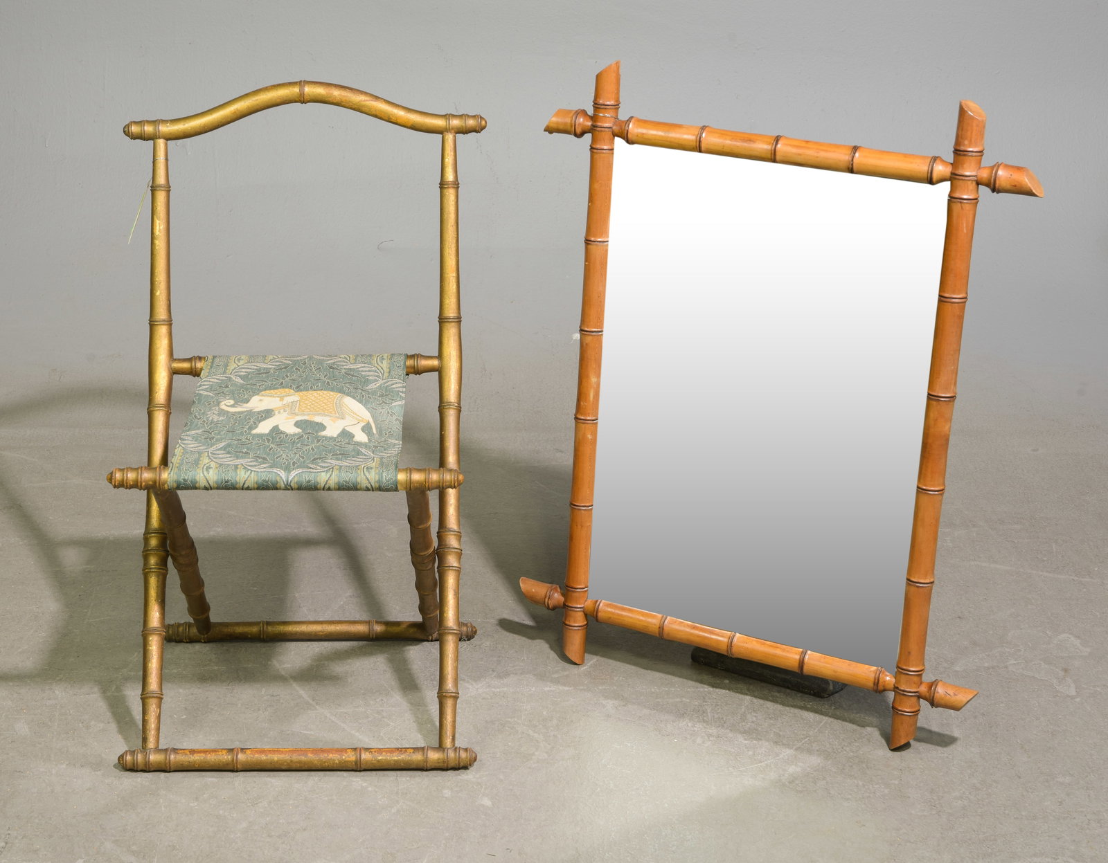 French Faux Bamboo Mirror & Folding Chair (1 of 6)