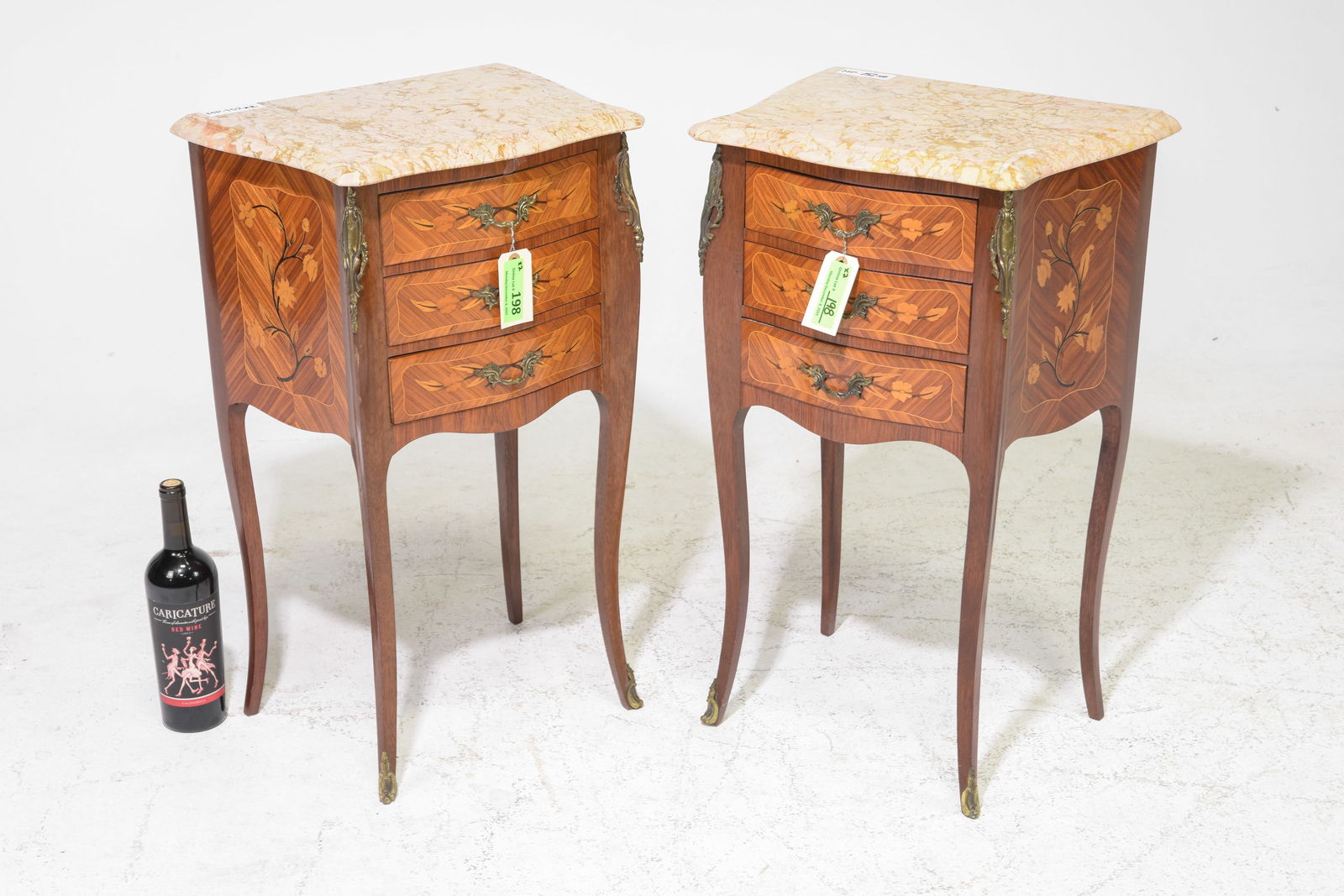 French Pair of Marble Top Three Drawer Chests (1 of 4)