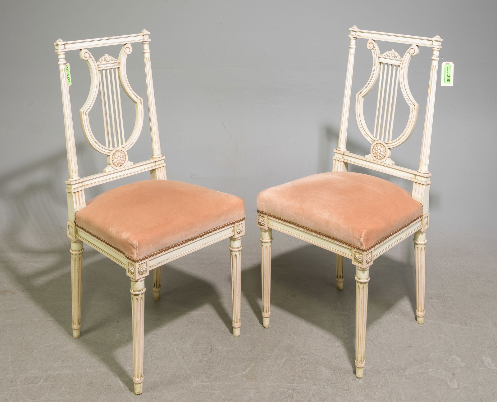 Louis XVI Style Pair of Lyre Back Painted Chairs (1 of 5)