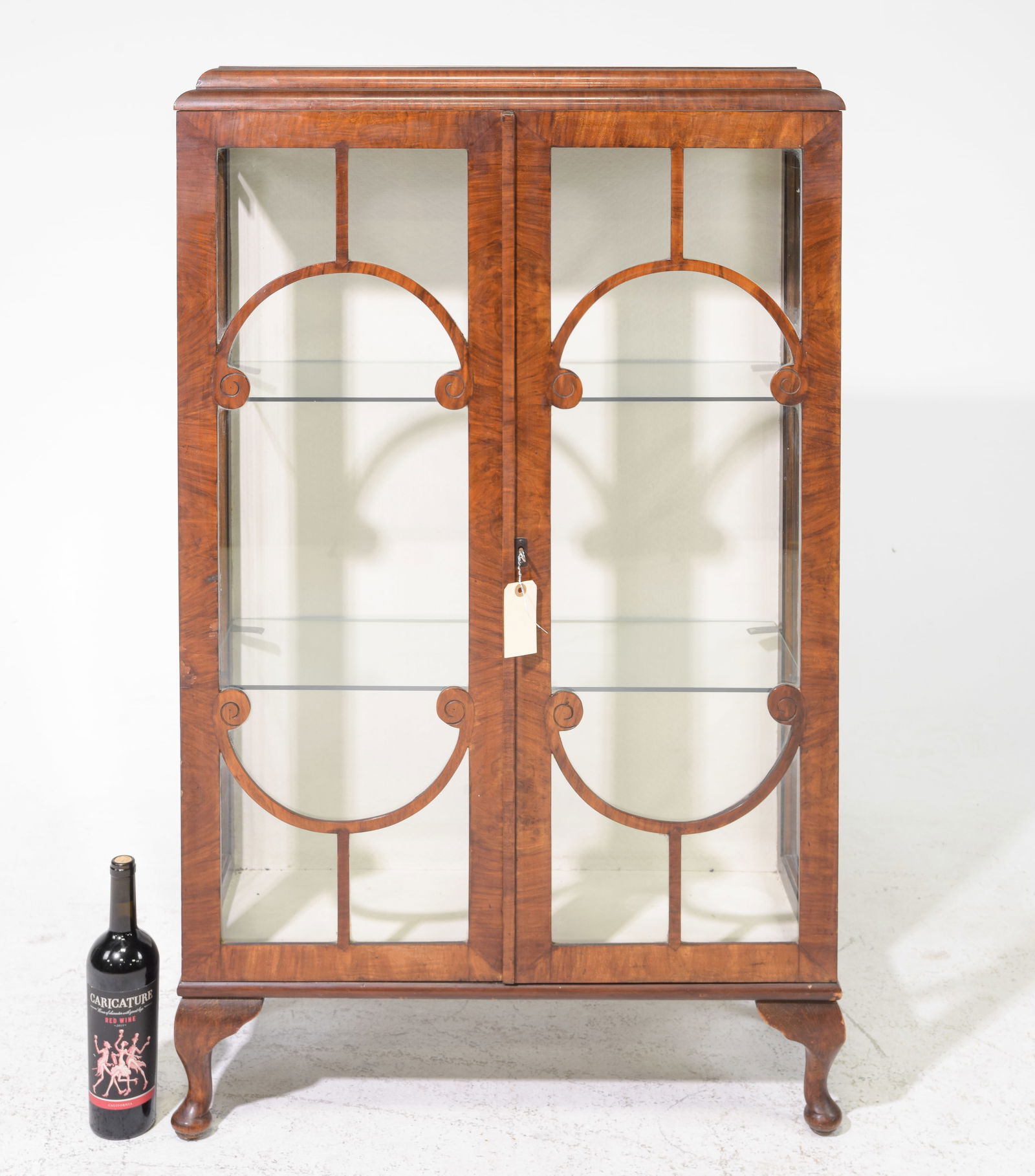 English Walnut Curio / Display Cabinet (1 of 5)