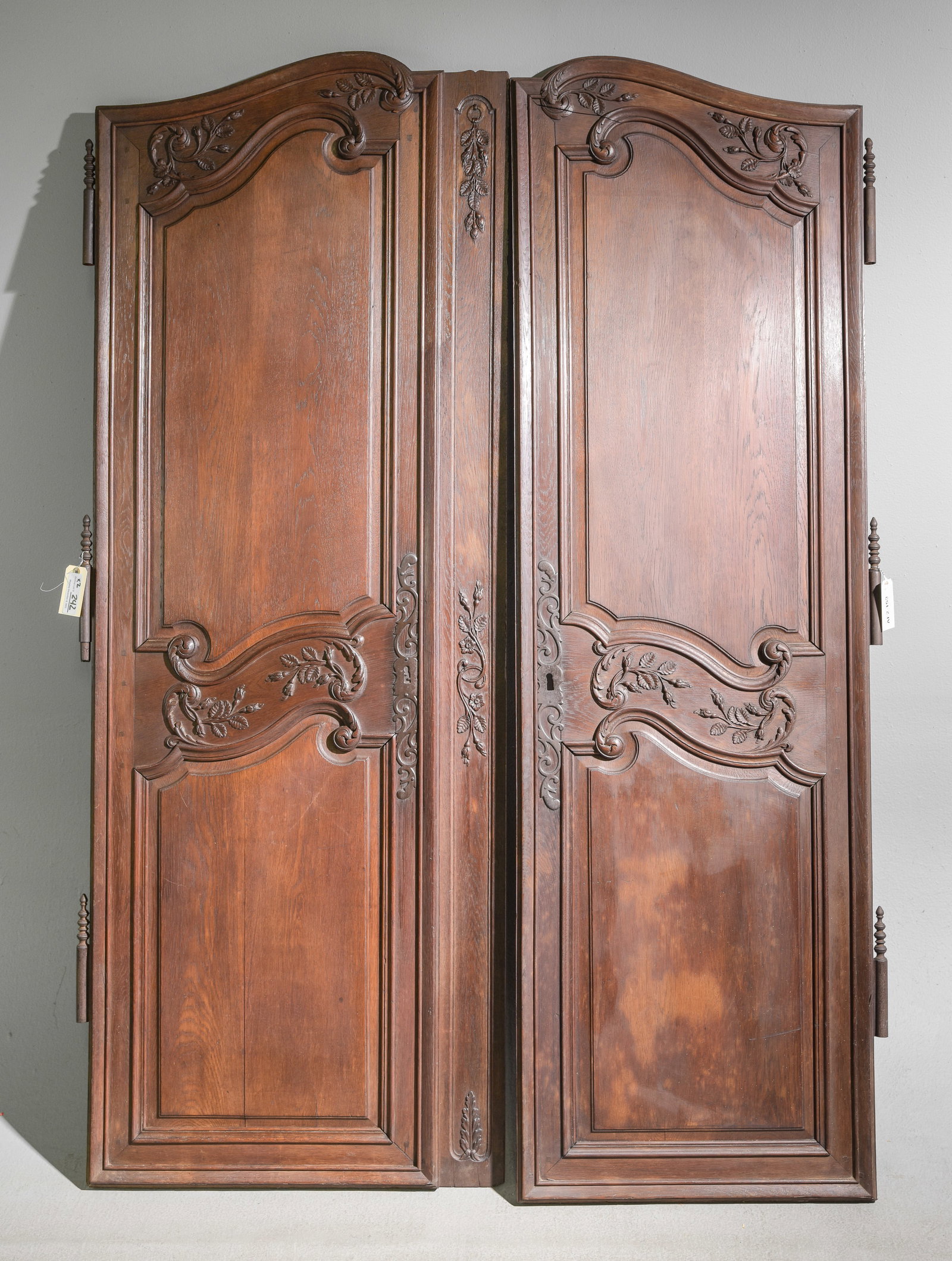 French Set of Oak Armoire / Cupboard Doors: French Set of Oak Armoire / Cupboard Doors - 72.5 in tall x 27 x 1.5 and 72.5 in tall x 23 x 1.5