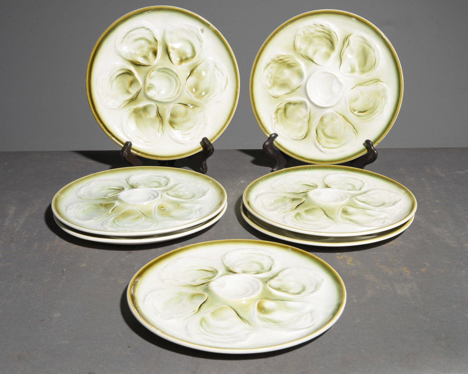 7 French Green Oyster Plates (1 of 4)