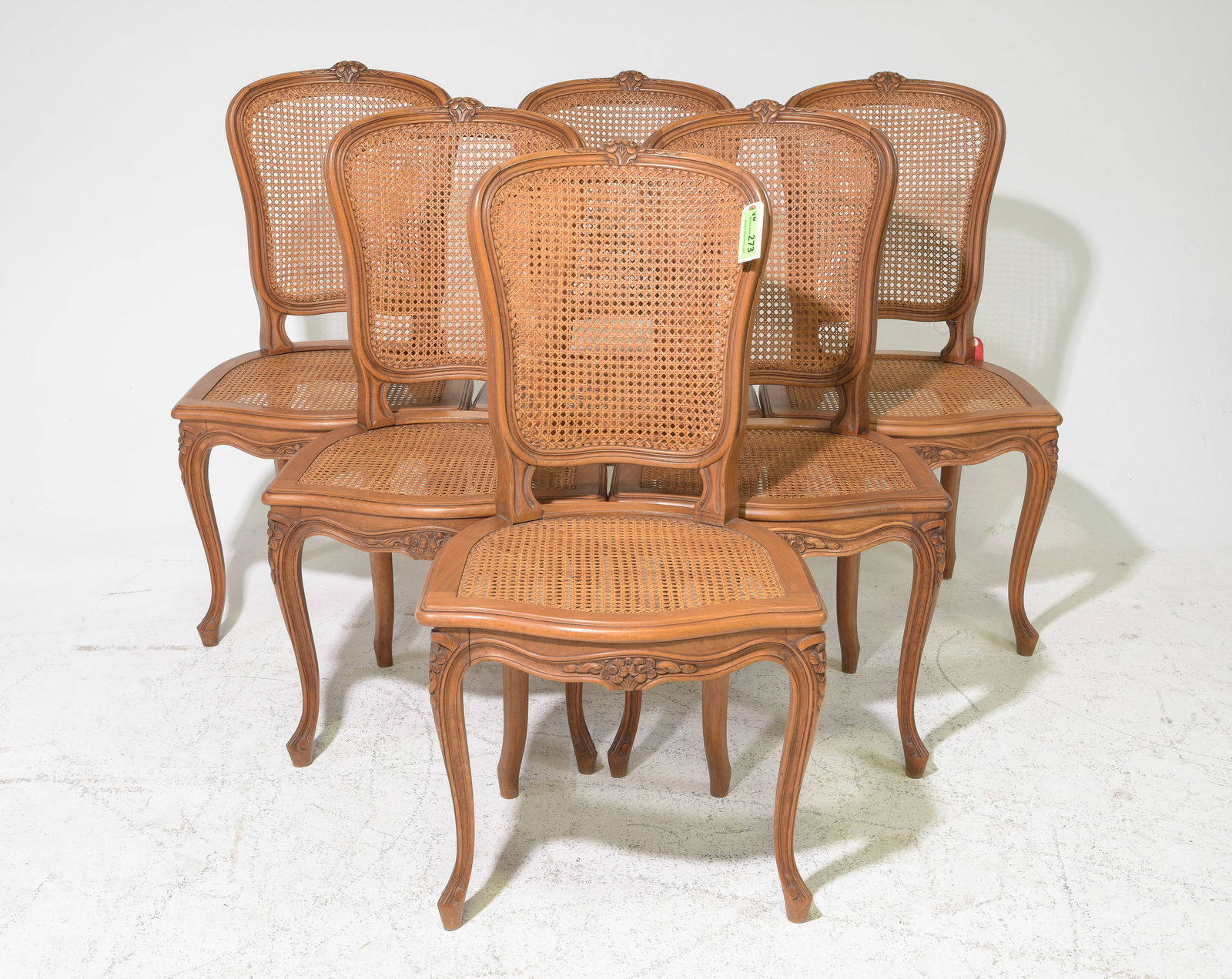 Louis XV Style Set of 6 Caned Oak Chairs: French Louis XV Style Set of 6 Caned Oak Chairs - 37 in tall x 20 x 20 each with a seat height of 18 inches