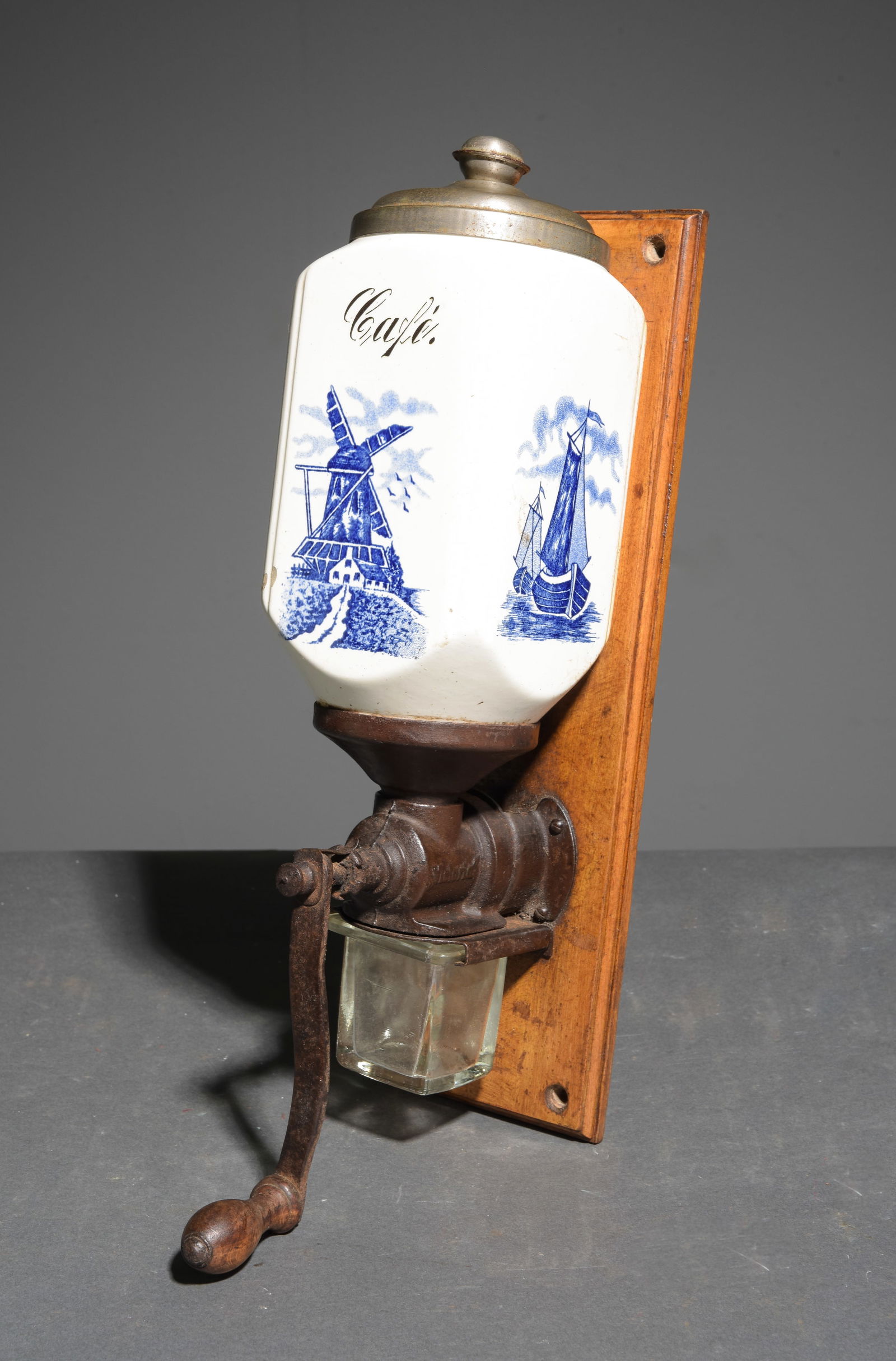 Blue & White Delft Wall Mounted Coffee Mill (1 of 4)