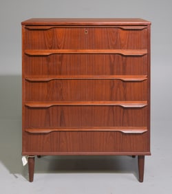 Danish Mid Century Modern Five Drawer Chest