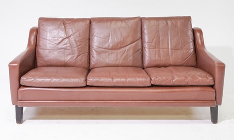 Danish Modern Leather Three Seater Sofa