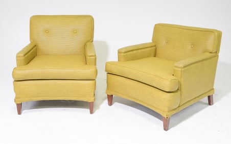 2 Modern Chartreuse Vinyl Arm Chairs