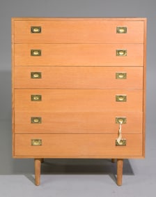 Danish 6 Drawer Tall Campagne Style Chest