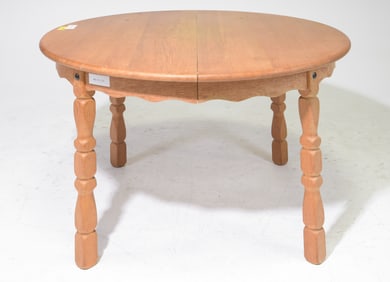 Danish Oak Round Table with 2 Insertable Leaves