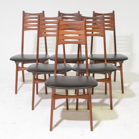 Danish Modern Set of Six High Back Dining Chairs