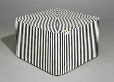 Modernist Black & White Bone Inlaid Coffee Table