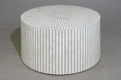 Modernist Grey & White Bone Inlaid Cocktail Table